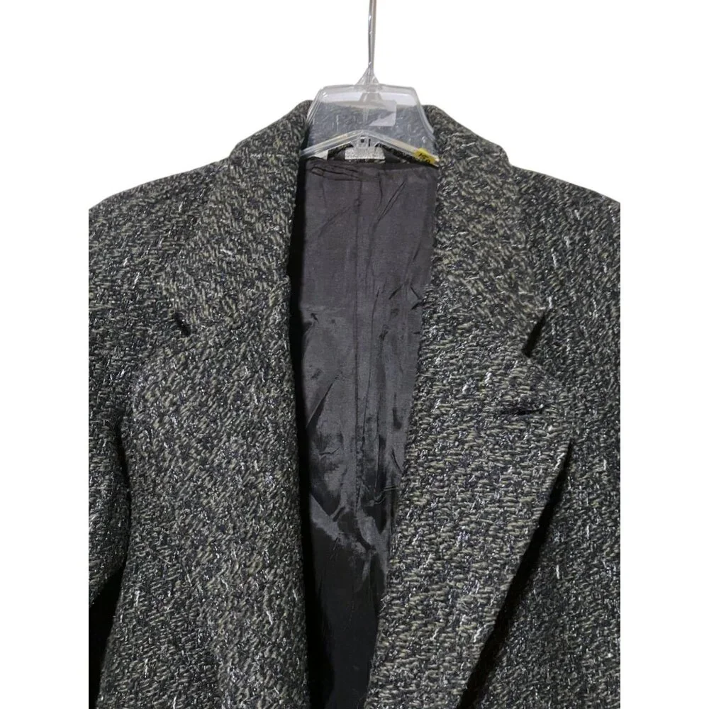 Vintage Falcone Tweed Overcoat 42 Coat Double Breasted USA Minimalist Capsule - Picture 3 of 14